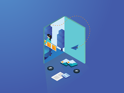 Mail portal app builder blue cloud compont illustration internet of things iot isometric mail porta