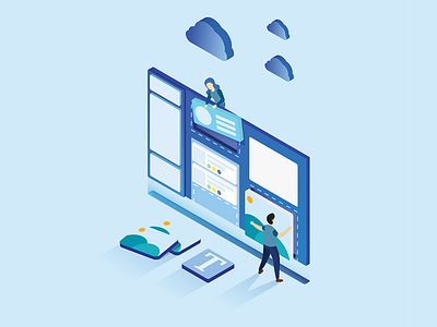 Umajin - A component based application builder app builder blue cloud components design factory hero hero image illustration internet of things iot isometric landing page light rapid saas software technology umajin