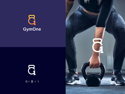 GymOne logo branding exercise female gym fitness gym kettlebell letter g logo logodesign one women gym workout