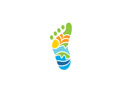 Island Travel beach bird footprint footstep island logo sun travel tree