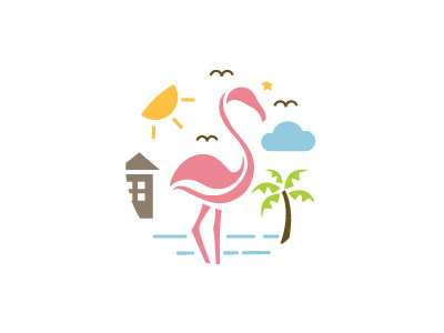 Flamingo beach flamingo fun holiday logo ocean palm sun vacation villa