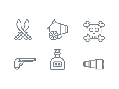 Pirate icons binocular cannon gun icon icons pirate rum skull sword