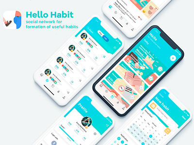 Mobile App Hello Habit design habit habits list mobile app new profile social social app uiux