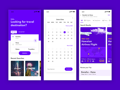 Holo App_Screens airline calender travel travel app traveling