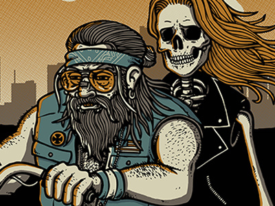 Ride to Hell!!! biker denver gigposter skeleton skull