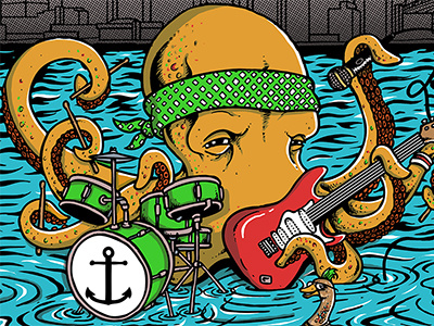 Rocktopus!!!!! 4knots illustration music festival octopus rocktopus village voice
