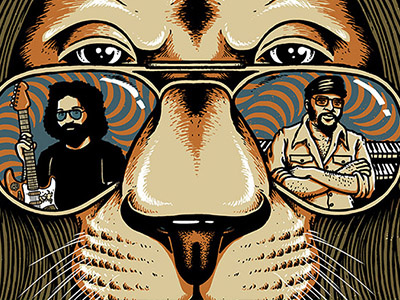 Jerry Lion gigposter grateful dead hippie jerry garcia lion psychedelic rock poster screenprint trippy
