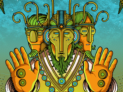 MoeDown Throwdown concert poster cosmic gigposter hand drawn illustration poster printmaking psychedelic rock art