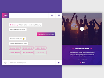 Juo - Conversational Interface chat chat bot chatbot conversational design product ui ux