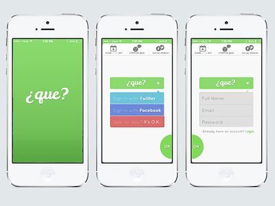A Social Spanish App interaction design ios7 login que sign in sign up spanish visual design