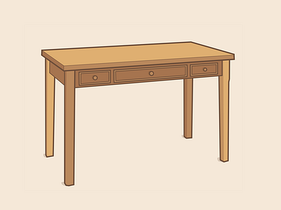 A Wooden Desk desk furniture illustration line art