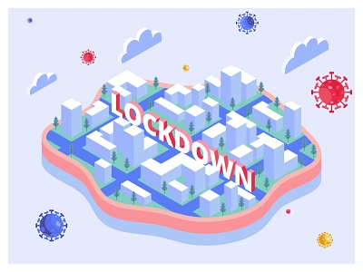 Lockdown to Avoid Coronavirus city coronavirus covid 19 environment flat health illustration island isometric landing page lockdown pandemic physical distancing pneumonia social distancing stay at home vector virus work from home wuhan