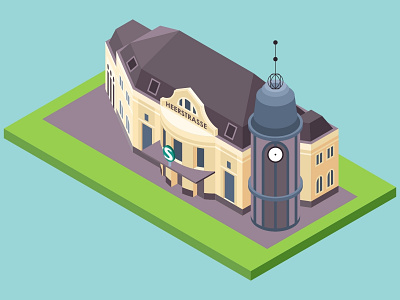 Heerstrasse - Ancient And Classic Building application asset building digital flat futuristic icon illustration infographic interface isometric landing low map mobile page poly technology vector website