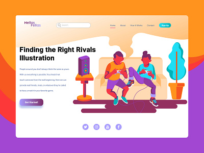 Playing Partner Landing Page Flat Illustration