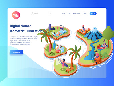 Digital Nomad for Landing Page Illustration