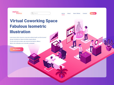 B2B Agency Business Activities for Landing Page Illustration application asset b2b agency business digital flat futuristic icon illustration infographic interface isometric landing low poly map mobile page technology vector website