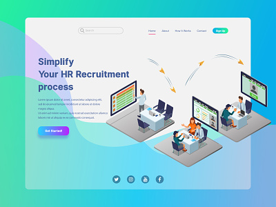 HR Recruitment Process Landing Page Illustration