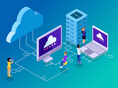The New Way to Connect and Backup artwork big data circuit board cloud computer connect design digital flat futuristic illustration infographic isometric low poly monitoring server technology vector website wire