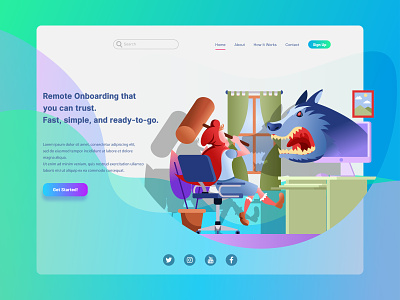 Remote Onboarding Flat Illustration for Landing Page adobe illustrator application apps conceptual design design digital flat futuristic gradient icon illustration infographic interface landing page remote onboarding technology ui vector website wolf