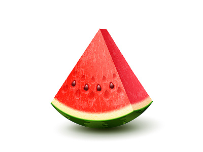 Watermelon fruit icon illustration realistic red ripe symbol textured vector watermelon