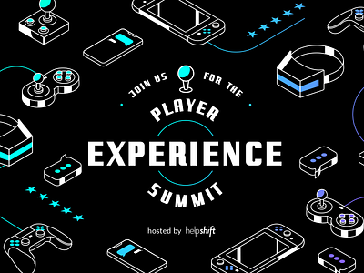 Player Summit BW branding controler gaming illustration saas san francisco virtual summit vr