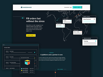 MasonHub Website Homepage clean darkmode ecommerce fulfillment saas shipping ux website