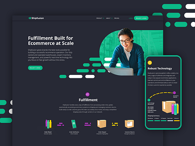Shipfusion Website Homepage 3d branding dark mode ecommerce fullfillment saas website website design