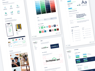 BeHome 247 Brand Identity brand guide branding color palette icons logo saas styleguide website