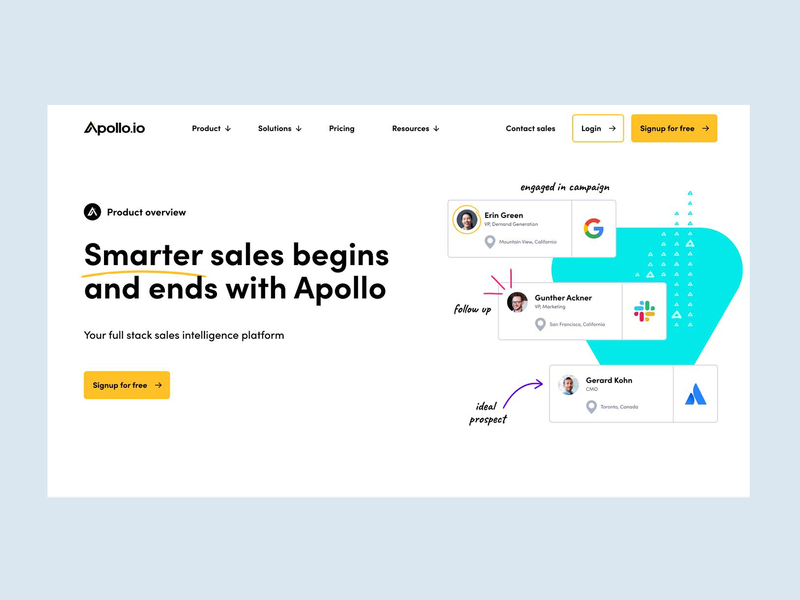 Apollo Website Homepage Header branding platform saas technology website