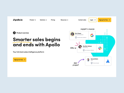 Apollo Website Homepage Header branding platform saas technology website