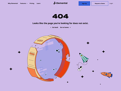 Elemental 404 Page 404 animation branding design email marketing saas space