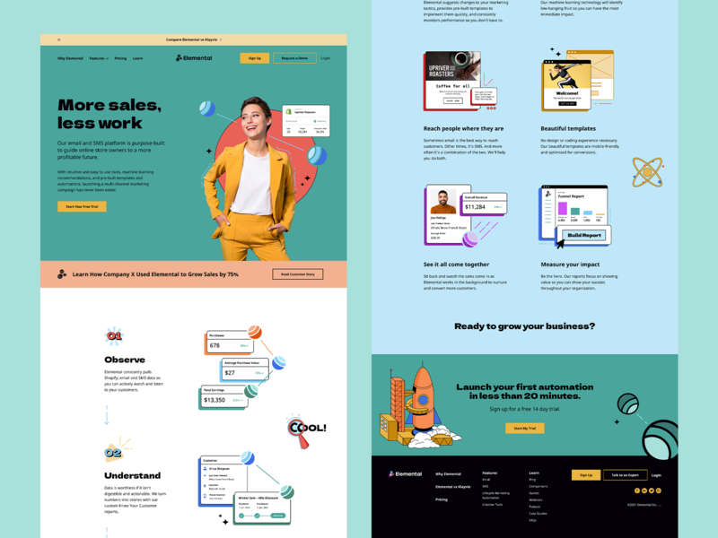 Elemental Website branding email marketing email website marketing saas website sms website website design