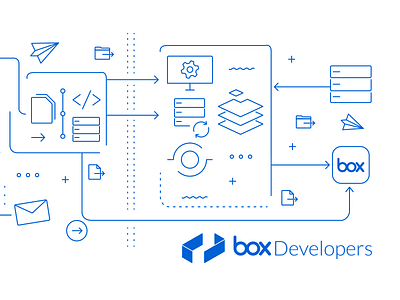 Box Developer Graphic box brandin developers flat art hackathon icon saas san francisco