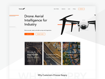 Kespry Drone Website construction drones insurance mining saas website