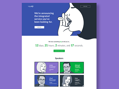 Helpshift Announcement Website announcement count down event illustration landing page launch messaging people saas speakers website
