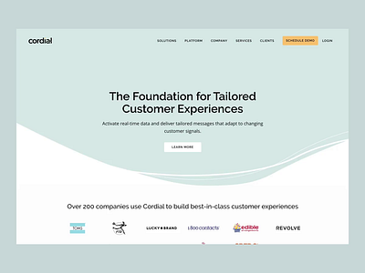 Cordial Homepage Design branding development homepage logo marketing saas software website