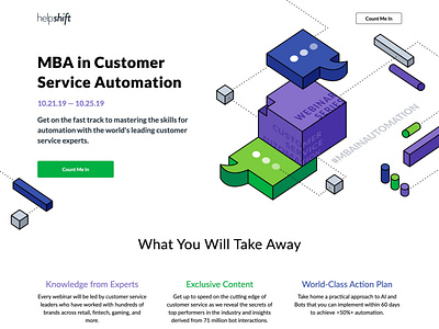 Helpshift Landing Page bots chat cubes dotted lines landing page saas san francisco series squares talk bubbles webinar