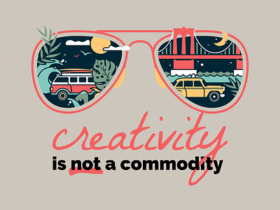 Creativity is not a Commodity creative illustration new york saas sunglasses vw