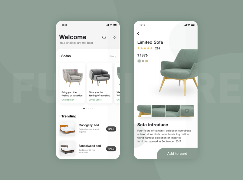 furniture app by UIchen on Dribbble