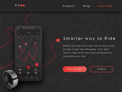 Landing Page for Rider App and Hardware