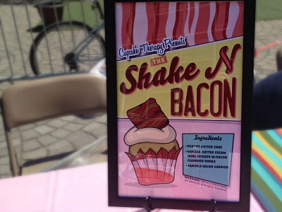 Shake N Bacon adobe ideas bacon cupcake cupcake therapy flyer hirethedork illustration poster promo typography