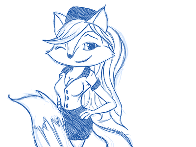 Mascot Sketch flight attendant fox foxy illustration mascot sexy sketch stewardess wink