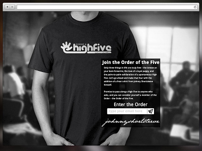 Johnny Shortsleeve | Landing Page big photo fiver high five highfive hirethedork johnny shortsleeve landing page photo web web design