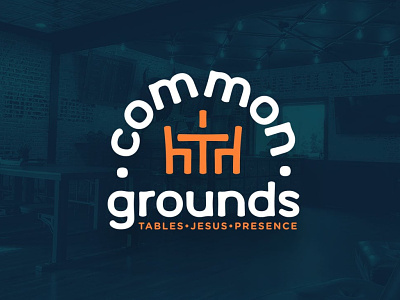 Common Grounds Logo branding church cross crtvmin logo phldesign table