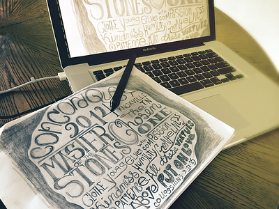 Tshirt | Master of the Stones hand lettering handlettering hirethedork lettering sketch traditional tshirt wip
