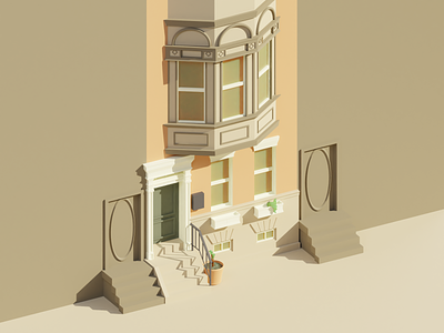 Low Poly Row Home blender blender3d lowpoly phldesign rowhome