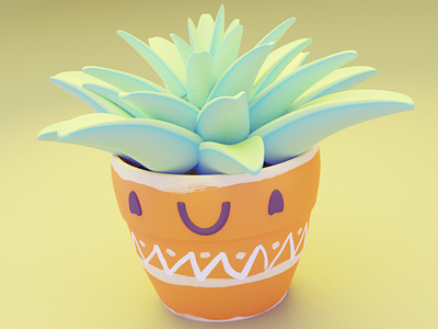 Succulent Friend blender cute illustration procreate render succulent