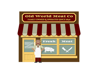 Illustration | Butcher Shop butcher food hirethedork illustration illustrio meat old school retro vector vintage