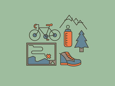 Illustration | Lets go on a Hike! bike evergreen hike hippy map mountain nature outdoors