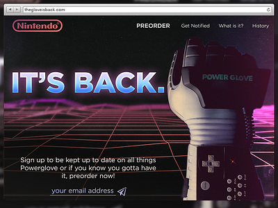 DailyUI 003 | Landing Page 80s dailyui dailyui003 landing page neon nintendo powerglove